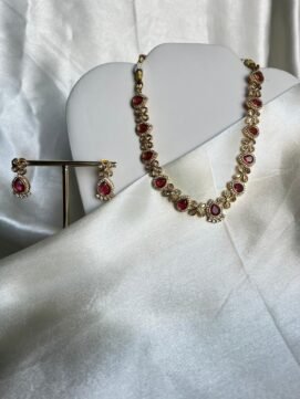 Floral tear drop red short neck piece