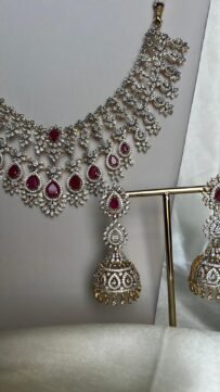 Royal pear shape red accent American Daimond